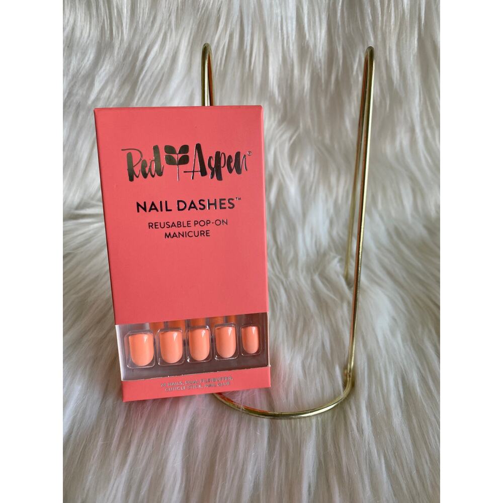 Red Aspen Nail Dashes- Kaitlyn's Living Coral (short, square nails)
